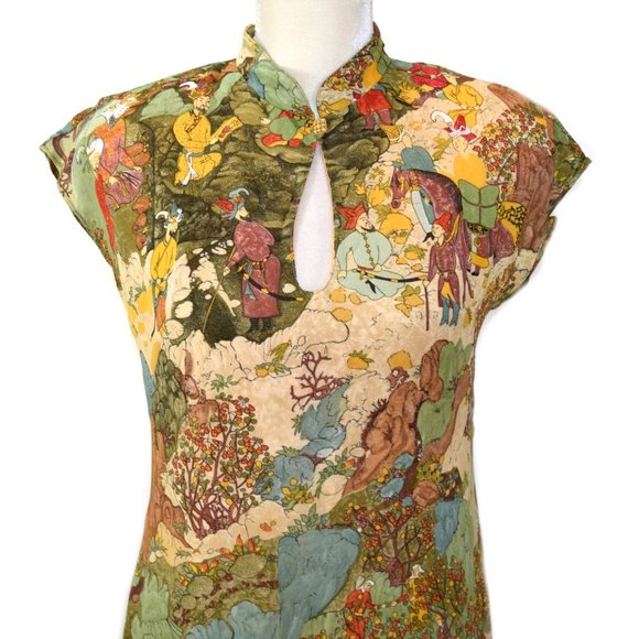 Vintage Platinum Dorothy Schoelen Mongol Art Dress - Picture 2 of 8